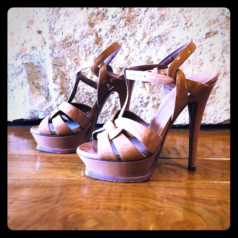 YSL  Tribute Patent Leather Platform Heels